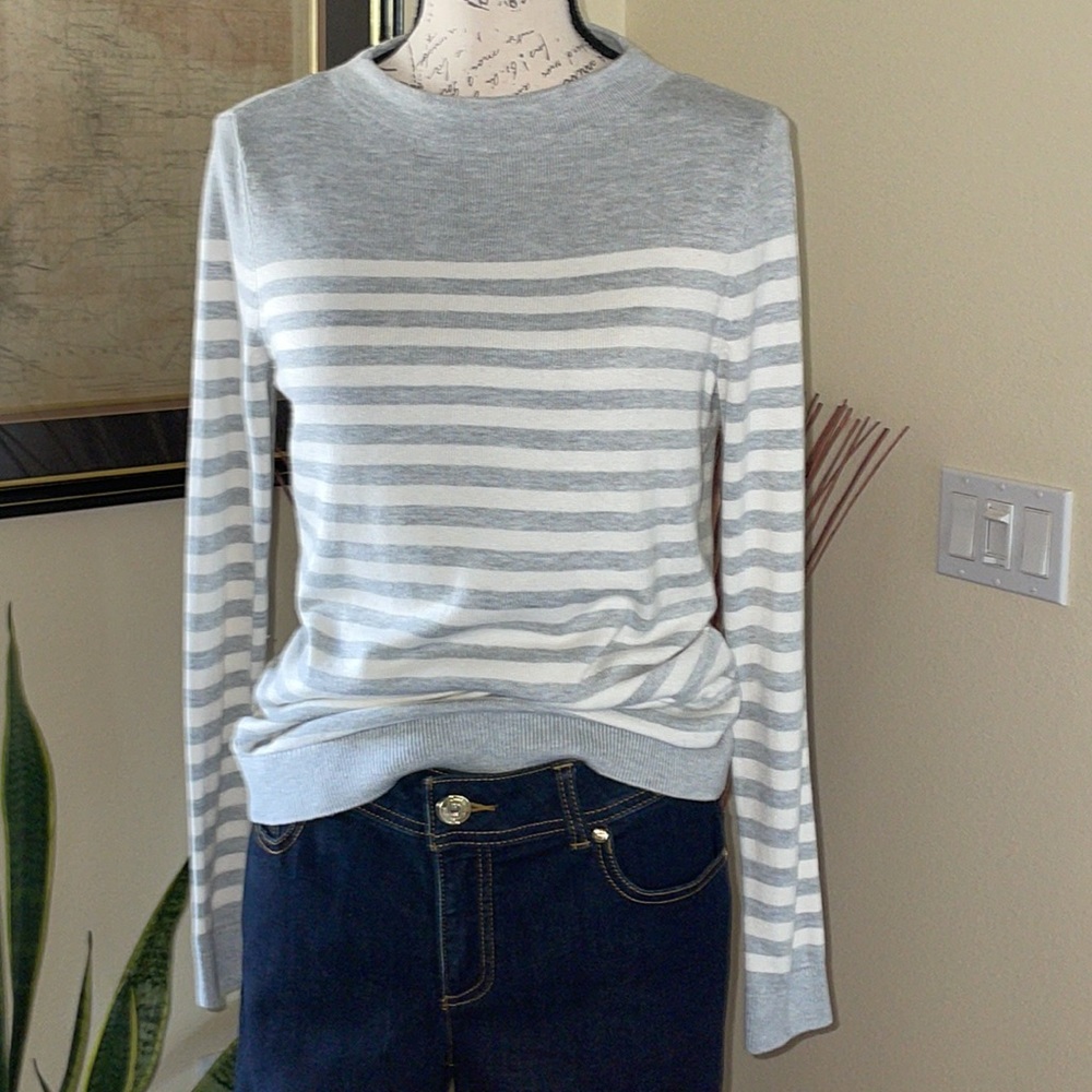 Talbots MockNeck Striped Knit Sweater - Picture 1 of 8
